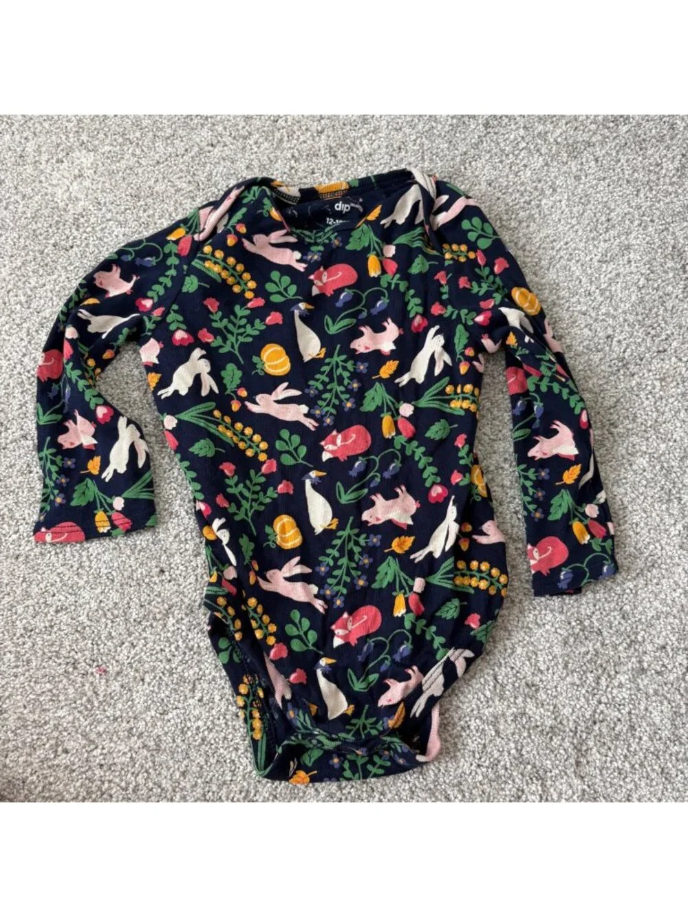 Dip One Piece Infant Baby Girl Outfit 12-18 months Long Sleeve Animals Baroque